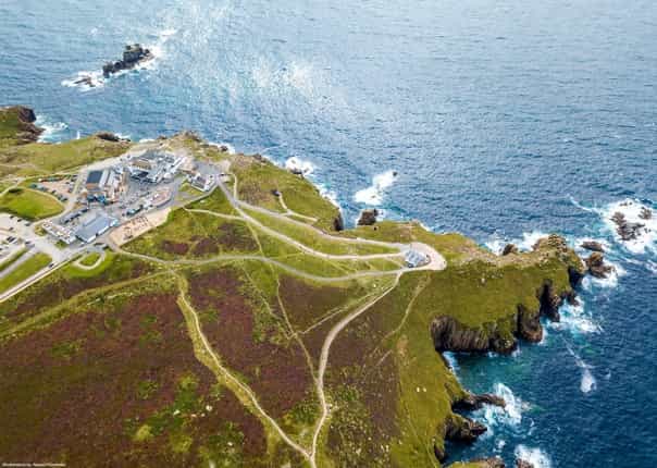 Aerial view of Land's End in Cornwall on the LEJOG cycle route