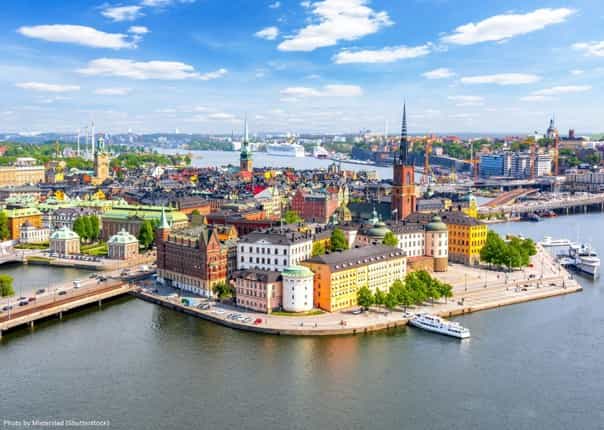 Aerial view of Stockholm city old town, Sweden