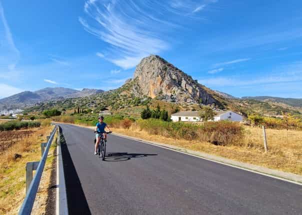 Female cyclist on a self-guided tour in Andalucia, Spain